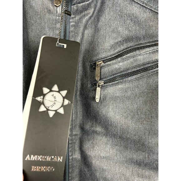 NWT Mens American Breed Blue Denim Jacket 100% Pleater Motorcycle Lining Medium - Picture 12 of 16